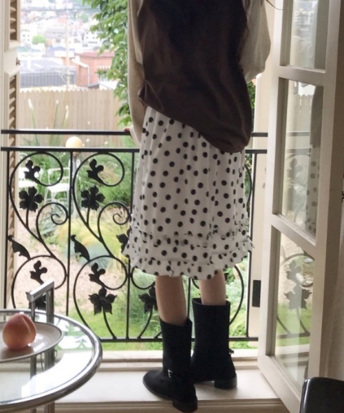 FREE STYLISTS(フリー スタイリスト)の「YUGA_YGMC Korean-style polka dot tiered ruffle skirt(スカート・レディース・ホワイト/ブラック・FREE)」の17枚目の写真
