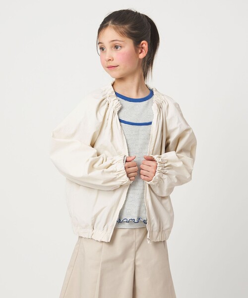 green label relaxing（グリーンレーベルリラクシング）の「ギャザーブルゾン / キッズ 撥水・UVカット 100cm-160cm（ブルゾン・キッズ・オフホワイト/ターコイズブルー系・160cm/110cm/100cm/120cm/130cm/140cm/150cm）」の22枚目の写真