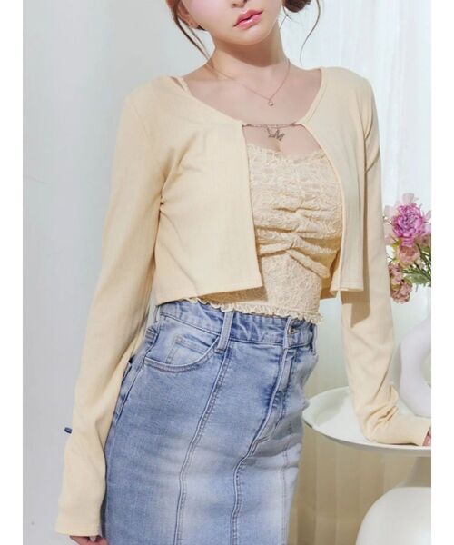 EATME（イートミー）の「レースキャミアンサンブル（Tシャツ/カットソー・レディース・イエロー/オフホワイト/ブラック・FREE）」の3枚目の写真