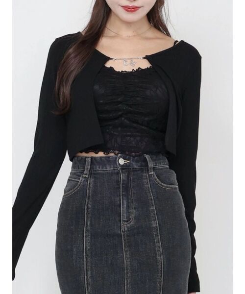 EATME（イートミー）の「レースキャミアンサンブル（Tシャツ/カットソー・レディース・イエロー/オフホワイト/ブラック・FREE）」の2枚目の写真