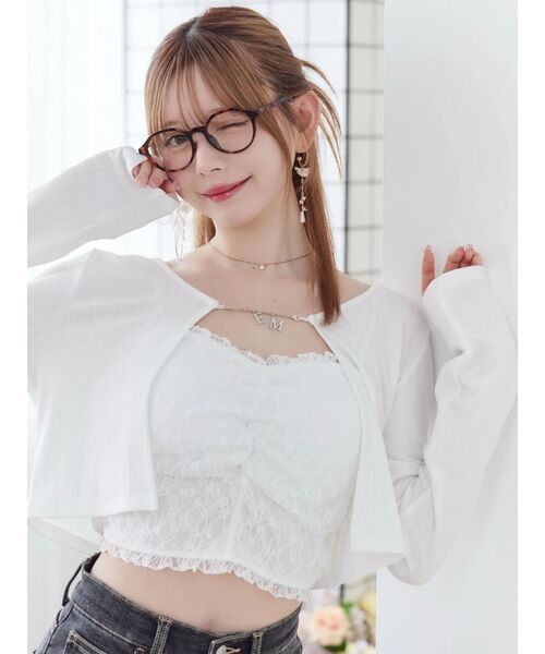 EATME（イートミー）の「レースキャミアンサンブル（Tシャツ/カットソー・レディース・イエロー/オフホワイト/ブラック・FREE）」の6枚目の写真