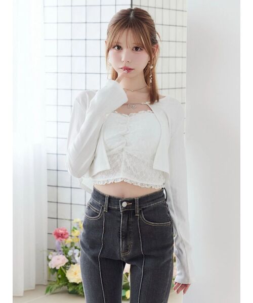 EATME（イートミー）の「レースキャミアンサンブル（Tシャツ/カットソー・レディース・イエロー/オフホワイト/ブラック・FREE）」の9枚目の写真