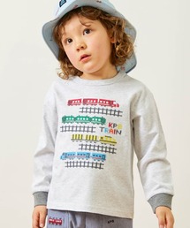 KP BOY（ケーピーボーイ）の「電車柄クロス刺しゅう 長袖Tシャツ（Tシャツ/カットソー）」