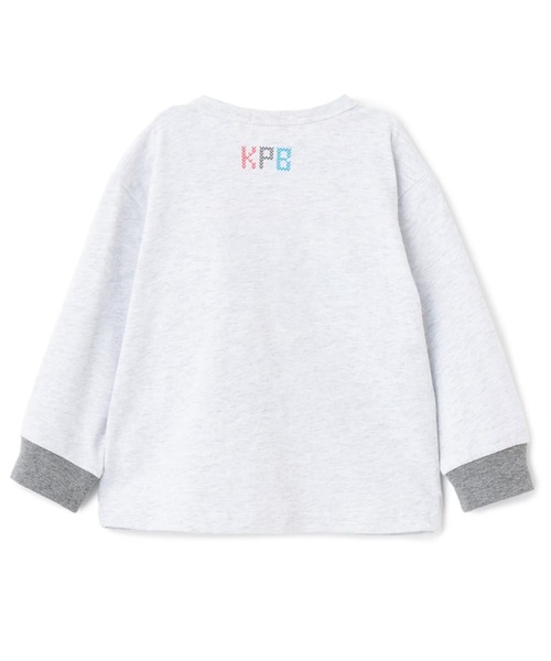 KP BOY（ケーピーボーイ）の「電車柄クロス刺しゅう 長袖Tシャツ（Tシャツ/カットソー・キッズ・サックスブルー/オートミール・110cm/100cm/90cm/80ｃｍ）」の3枚目の写真