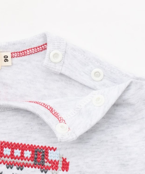 KP BOY（ケーピーボーイ）の「電車柄クロス刺しゅう 長袖Tシャツ（Tシャツ/カットソー・キッズ・サックスブルー/オートミール・110cm/100cm/90cm/80ｃｍ）」の5枚目の写真