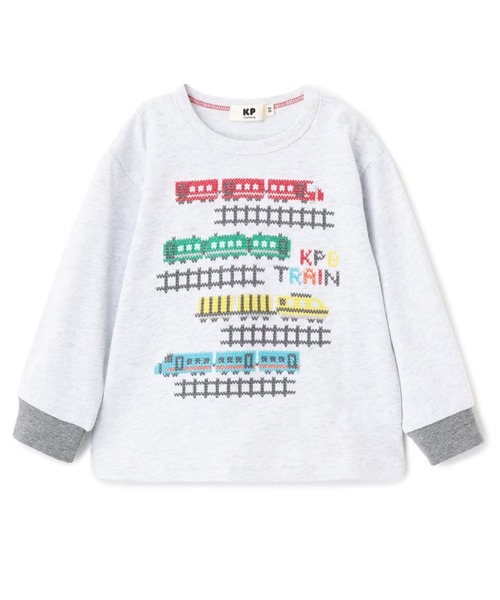 KP BOY（ケーピーボーイ）の「電車柄クロス刺しゅう 長袖Tシャツ（Tシャツ/カットソー・キッズ・サックスブルー/オートミール・110cm/100cm/90cm/80ｃｍ）」の13枚目の写真