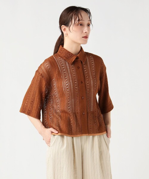 BEAMS HEART（ビームスハート）の「【8/13値下げ】レース クロップド シャツ（シャツ/ブラウス・レディース・オフホワイト/ブラウン系その他3/ブラック・FREE）」の21枚目の写真