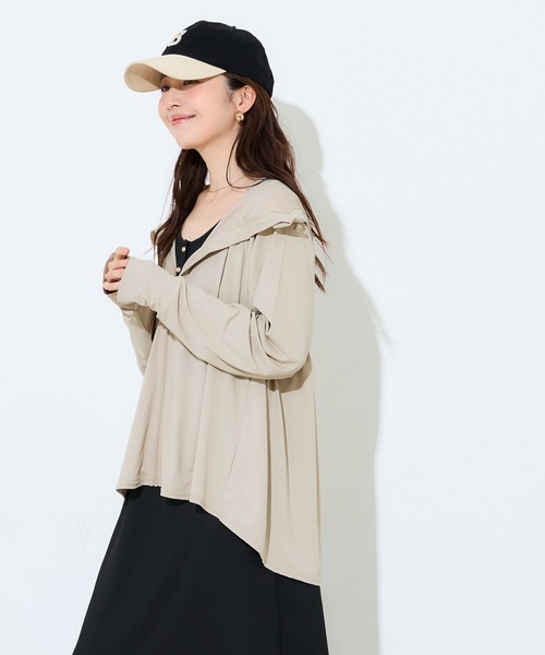 coca(coca)(コカ)の「\再入荷/UVカットバッグギャザーパーカー(パーカー・レディース・ブラック/ホワイト/ライトベージュ/ダークブラウン・L/M/S)」の9枚目の写真