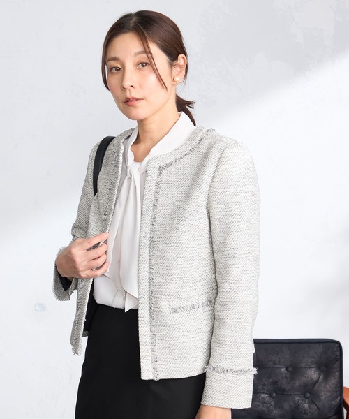 GALLORIA(ギャローリア)の「ツイードジャケット(その他アウター・レディース・霜降りグレー/ネイビー・L/LL/M/S)」の3枚目の写真