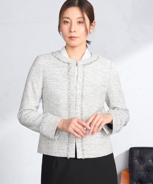 GALLORIA(ギャローリア)の「ツイードジャケット(その他アウター・レディース・霜降りグレー/ネイビー・L/LL/M/S)」の4枚目の写真