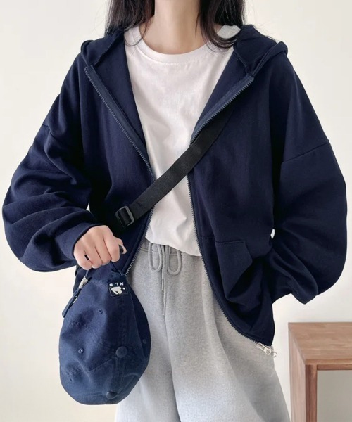 Miniministore(ミニミニストア)の「ダブルジップスウェットフード付きパーカー(パーカー・レディース・グレー/ブラック/ネイビー/ブラウン/ライトグレー/ピンク・FREE)」の1枚目の写真