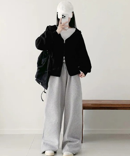 Miniministore(ミニミニストア)の「ダブルジップスウェットフード付きパーカー(パーカー・レディース・グレー/ブラック/ネイビー/ブラウン/ライトグレー/ピンク・FREE)」の12枚目の写真