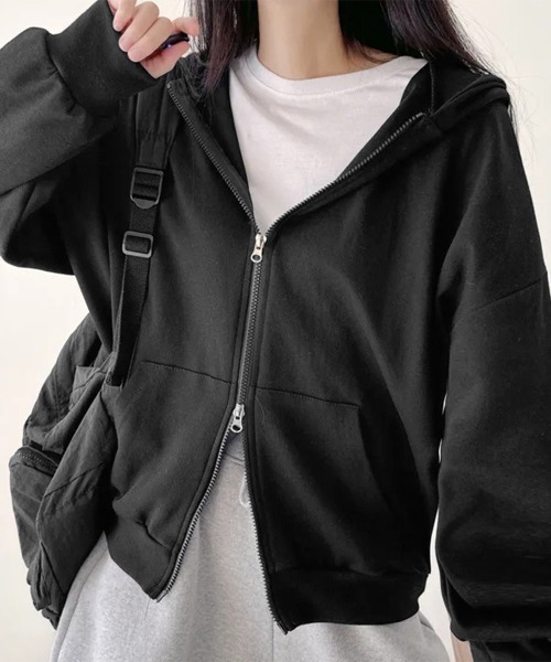 Miniministore(ミニミニストア)の「ダブルジップスウェットフード付きパーカー(パーカー・レディース・グレー/ブラック/ネイビー/ブラウン/ライトグレー/ピンク・FREE)」の13枚目の写真