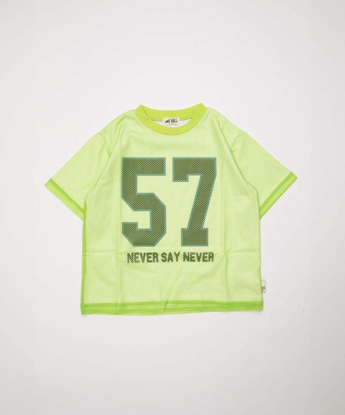 MAKE YOUR DAY(メイクユアデイ)の「メッシュレイヤード半袖Tシャツ■80~140cm(Tシャツ/カットソー・キッズ・グレー/ライム・80/90/100/110/120/130/140)」の2枚目の写真