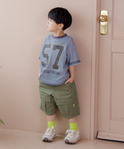 MAKE YOUR DAY(メイクユアデイ)の「メッシュレイヤード半袖Tシャツ■80~140cm(Tシャツ/カットソー・キッズ・グレー/ライム・80/90/100/110/120/130/140)」の4枚目の写真