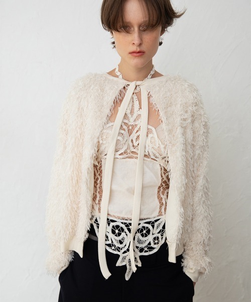 leinwande（ラインヴァンド）の「【leinwande】26SS新作 Feather Ribbon Top（スウェット・レディース・ホワイト/ブラック・ONE SIZE）」の13枚目の写真