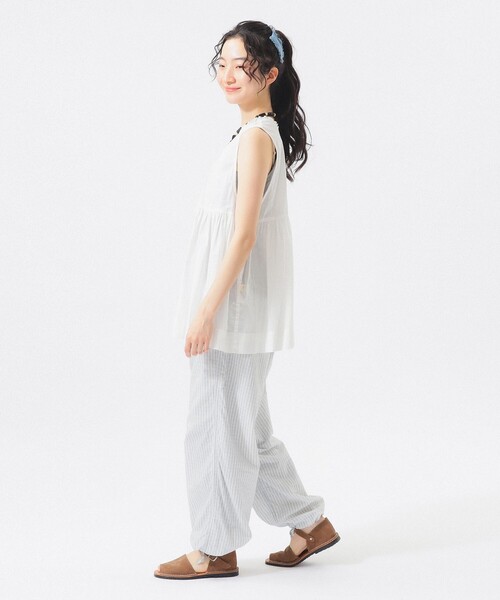 BEAMS BOY（ビームスボーイ）の「チェック ストライプ ヘムコード パンツ（その他パンツ・レディース・イエロー/ブルー・1/2）」の9枚目の写真