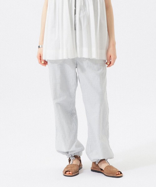 BEAMS BOY（ビームスボーイ）の「チェック ストライプ ヘムコード パンツ（その他パンツ・レディース・イエロー/ブルー・1/2）」の13枚目の写真