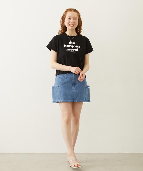 MILKFED.(ミルクフェド)の「COOPER LOGO FLOCK PRINT COMPACT S/S TEE(Tシャツ/カットソー・レディース・ブラック/ライトブルー/ホワイト・S/M)」の6枚目の写真