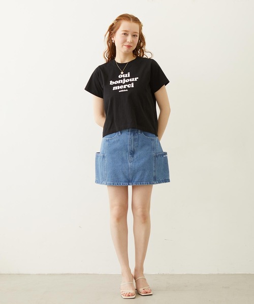 MILKFED.(ミルクフェド)の「COOPER LOGO FLOCK PRINT COMPACT S/S TEE(Tシャツ/カットソー・レディース・ブラック/ライトブルー/ホワイト・S/M)」の7枚目の写真