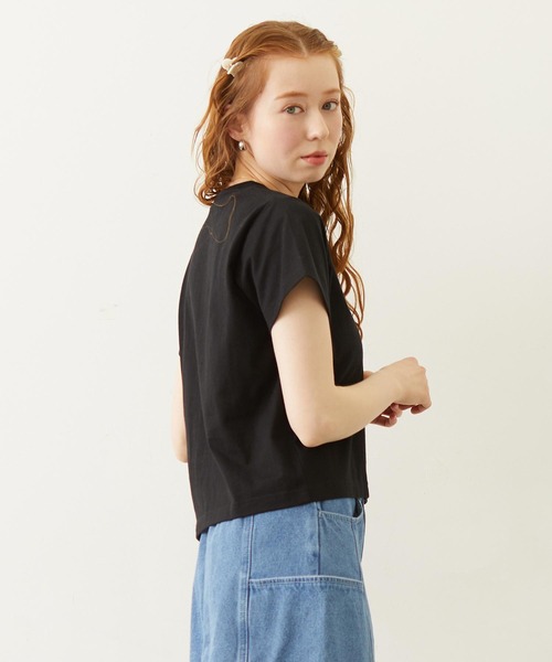 MILKFED.(ミルクフェド)の「COOPER LOGO FLOCK PRINT COMPACT S/S TEE(Tシャツ/カットソー・レディース・ブラック/ライトブルー/ホワイト・S/M)」の5枚目の写真