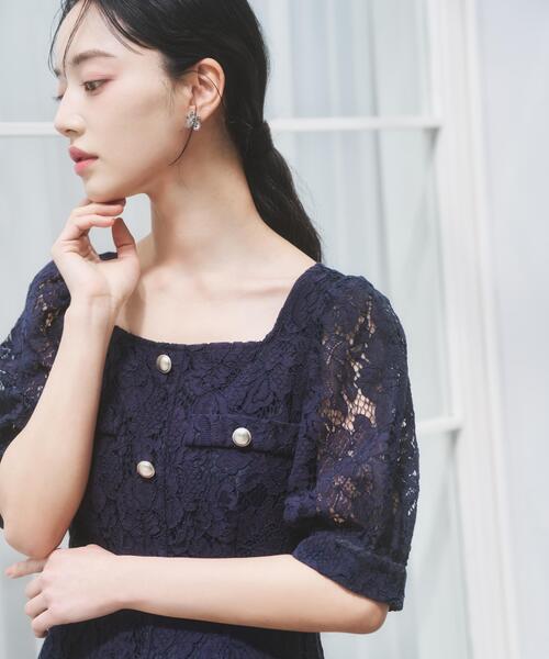 PROPORTION BODY DRESSING（プロポーションボディドレッシング）の「【加藤栞さん着用】フロントボタンレースワンピース / 1216140402（ワンピース・レディース・ホワイト/ピンク/ネイビー・SMALL/P/S/MEDIUM）」の2枚目の写真