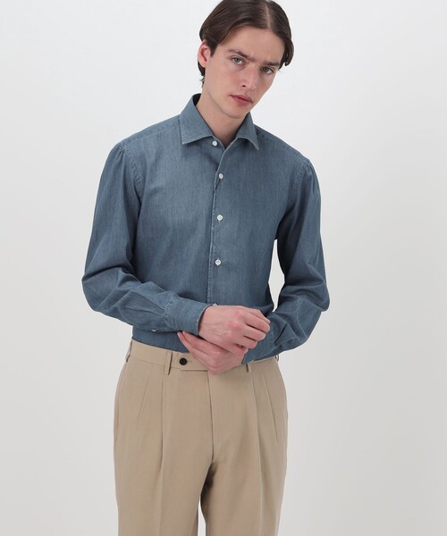 Maria Santangelo（マリアサンタンジェロ）の「【別注】Maria Santagelo コットンデニム ワンピースカラーシャツ（シャツ/ブラウス・メンズ・インディゴブルー・40）」の3枚目の写真