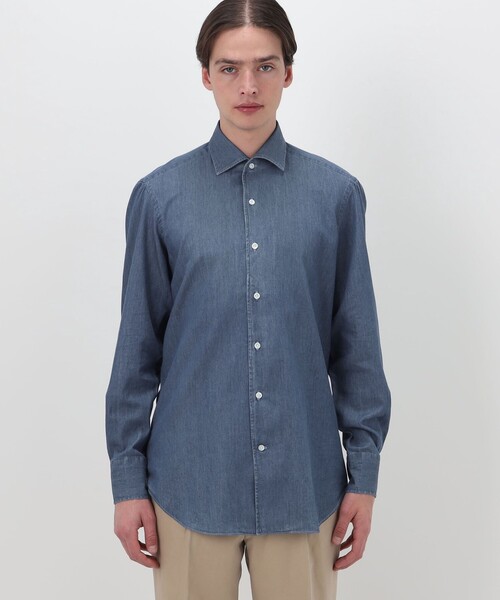 Maria Santangelo（マリアサンタンジェロ）の「【別注】Maria Santagelo コットンデニム ワンピースカラーシャツ（シャツ/ブラウス・メンズ・インディゴブルー・40）」の4枚目の写真