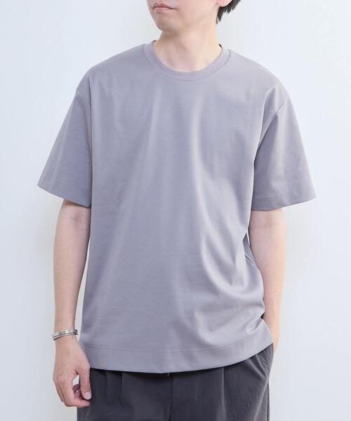 MEN'S MELROSE(メンズメルローズ)の「シルケットスムース スタンダード半袖Tシャツ | COOL TOUCH COTTON(Tシャツ/カットソー・メンズ・グレー/ブルーグレー/ベージュ/ホワイト・3/5/4)」の2枚目の写真
