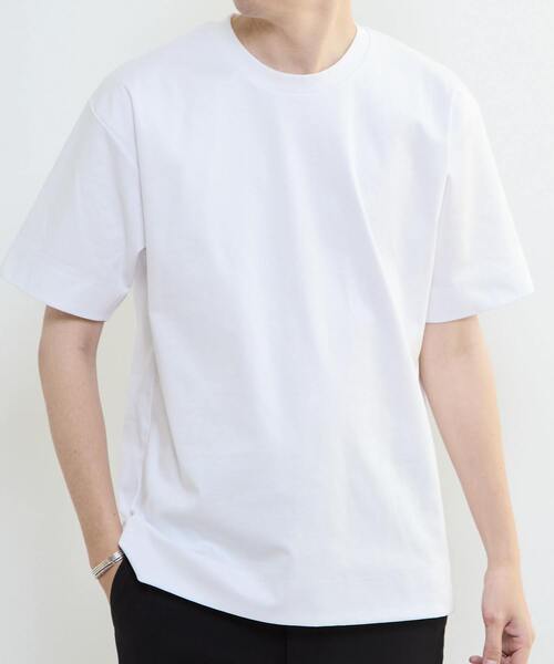 MEN'S MELROSE(メンズメルローズ)の「シルケットスムース スタンダード半袖Tシャツ | COOL TOUCH COTTON(Tシャツ/カットソー・メンズ・グレー/ブルーグレー/ベージュ/ホワイト・3/5/4)」の1枚目の写真