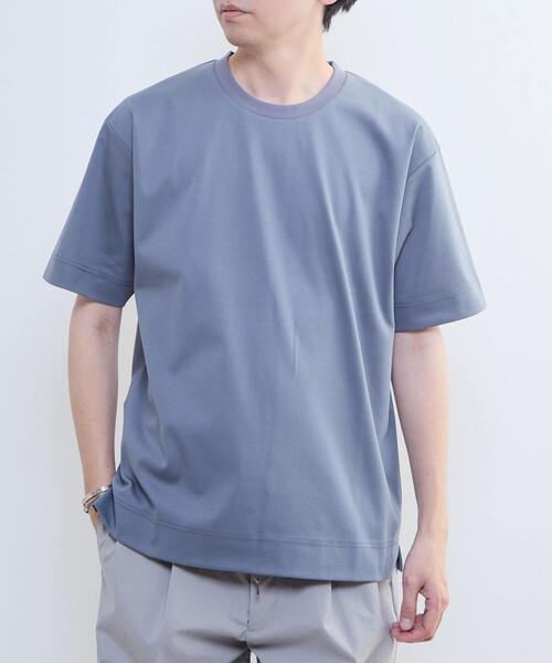 MEN'S MELROSE(メンズメルローズ)の「シルケットスムース スタンダード半袖Tシャツ | COOL TOUCH COTTON(Tシャツ/カットソー・メンズ・グレー/ブルーグレー/ベージュ/ホワイト・3/5/4)」の3枚目の写真