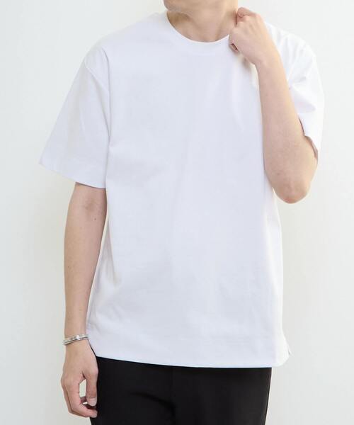 MEN'S MELROSE(メンズメルローズ)の「シルケットスムース スタンダード半袖Tシャツ | COOL TOUCH COTTON(Tシャツ/カットソー・メンズ・グレー/ブルーグレー/ベージュ/ホワイト・3/5/4)」の16枚目の写真