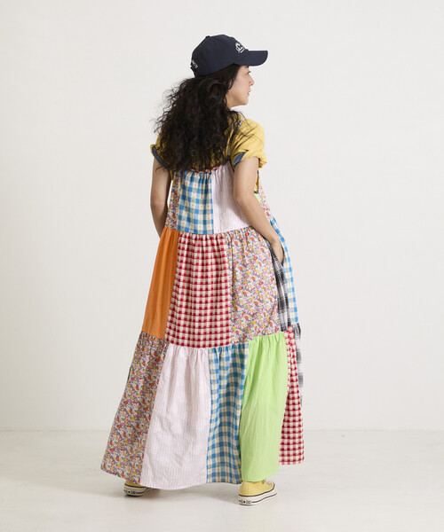 Freada（フリーダ）の「Freada/フリーダ パッチワーク三段ティアードキャミドレス 26SS（ワンピース・レディース・レッド・ONE SIZE）」の10枚目の写真
