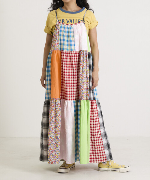 Freada（フリーダ）の「Freada/フリーダ パッチワーク三段ティアードキャミドレス 26SS（ワンピース・レディース・レッド・ONE SIZE）」の12枚目の写真