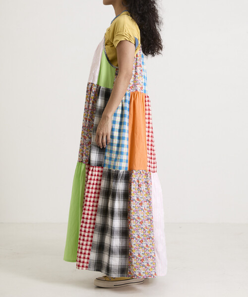 Freada（フリーダ）の「Freada/フリーダ パッチワーク三段ティアードキャミドレス 26SS（ワンピース・レディース・レッド・ONE SIZE）」の13枚目の写真