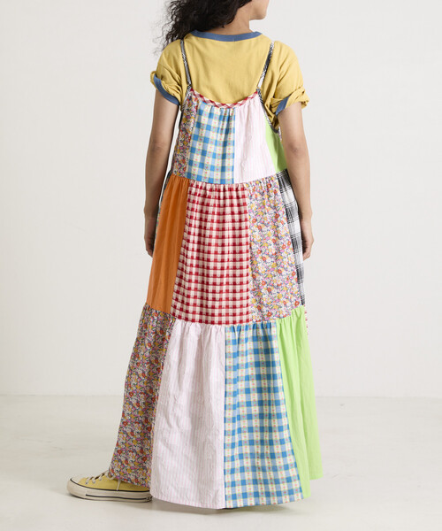 Freada（フリーダ）の「Freada/フリーダ パッチワーク三段ティアードキャミドレス 26SS（ワンピース・レディース・レッド・ONE SIZE）」の14枚目の写真