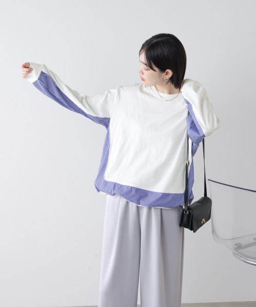 Bou Jeloud(ブージュルード)の「ストライプドッキングカットソー(Tシャツ/カットソー・レディース・ブラック/グレー/オフホワイト・FREE)」の20枚目の写真