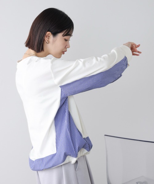 Bou Jeloud(ブージュルード)の「ストライプドッキングカットソー(Tシャツ/カットソー・レディース・ブラック/グレー/オフホワイト・FREE)」の16枚目の写真