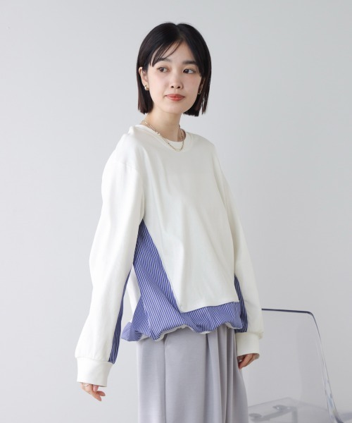 Bou Jeloud(ブージュルード)の「ストライプドッキングカットソー(Tシャツ/カットソー・レディース・ブラック/グレー/オフホワイト・FREE)」の15枚目の写真