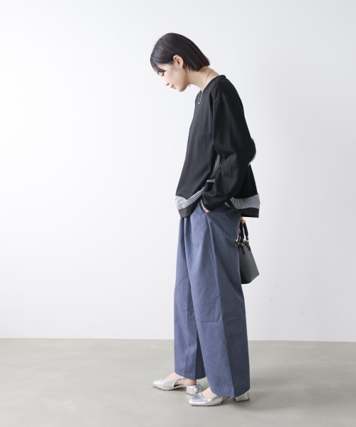 Bou Jeloud(ブージュルード)の「ストライプドッキングカットソー(Tシャツ/カットソー・レディース・ブラック/グレー/オフホワイト・FREE)」の8枚目の写真