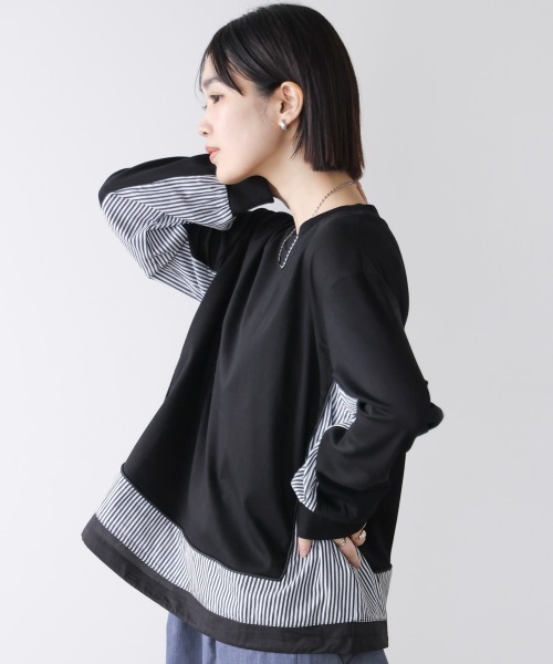 Bou Jeloud(ブージュルード)の「ストライプドッキングカットソー(Tシャツ/カットソー・レディース・ブラック/グレー/オフホワイト・FREE)」の7枚目の写真