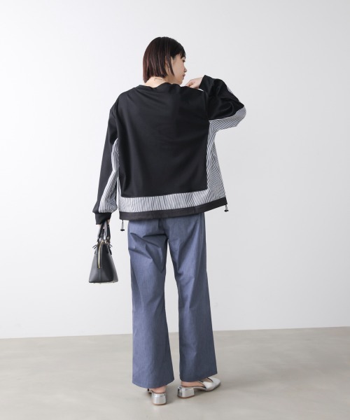 Bou Jeloud(ブージュルード)の「ストライプドッキングカットソー(Tシャツ/カットソー・レディース・ブラック/グレー/オフホワイト・FREE)」の4枚目の写真