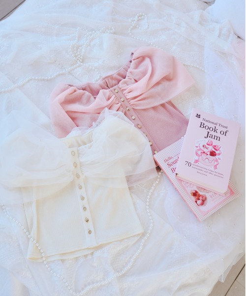 ReAmour（リアムール）の「チュールオフショルトップス（Tシャツ 