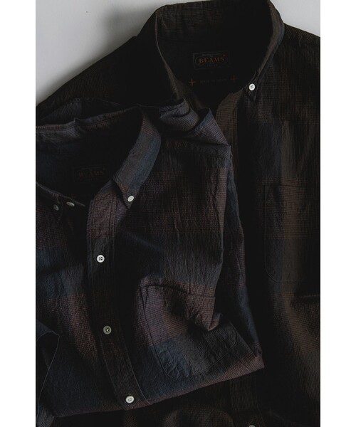 BEAMS PLUS(ビームスプラス)の「B.D. Classic-fit COTTON Linen Cord Check(シャツ/ブラウス・メンズ・ネイビー/ブラック・LARGE/MEDIUM/SMALL/X-LARGE)」の3枚目の写真