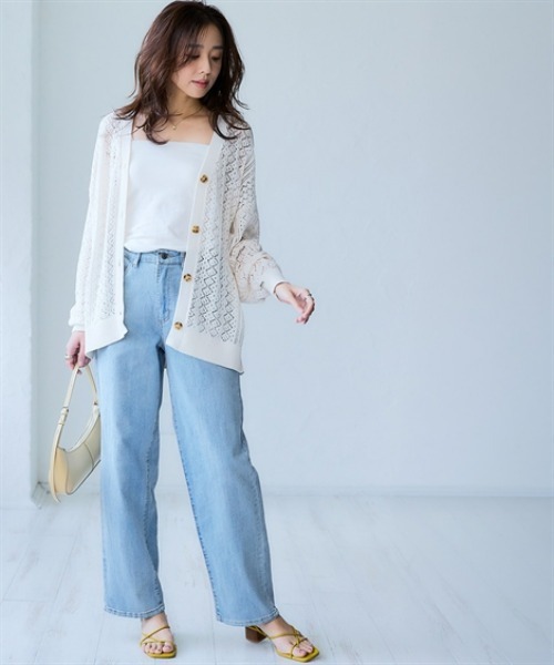 nissen（ニッセン）の「綿１００％透かし編みオーバーサイズゆるカーディガン（カーディガン/ボレロ・レディース・ブラック/グリーン/テラコッタ/アイボリー・S/3L/LL/L/M）」の6枚目の写真