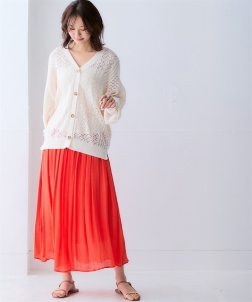 nissen（ニッセン）の「綿１００％透かし編みオーバーサイズゆるカーディガン（カーディガン/ボレロ・レディース・ブラック/グリーン/テラコッタ/アイボリー・S/3L/LL/L/M）」の14枚目の写真