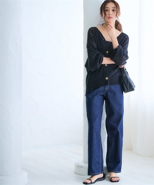 nissen（ニッセン）の「綿１００％透かし編みオーバーサイズゆるカーディガン（カーディガン/ボレロ・レディース・ブラック/グリーン/テラコッタ/アイボリー・S/3L/LL/L/M）」の16枚目の写真