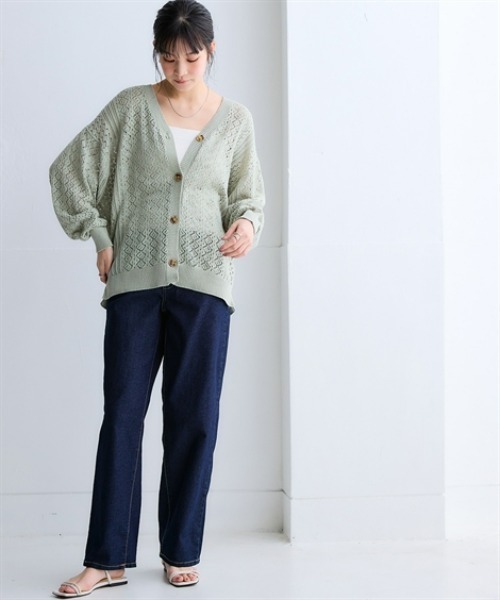 nissen（ニッセン）の「綿１００％透かし編みオーバーサイズゆるカーディガン（カーディガン/ボレロ・レディース・ブラック/グリーン/テラコッタ/アイボリー・S/3L/LL/L/M）」の17枚目の写真