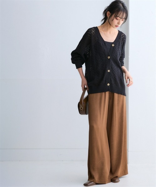 nissen（ニッセン）の「綿１００％透かし編みオーバーサイズゆるカーディガン（カーディガン/ボレロ・レディース・ブラック/グリーン/テラコッタ/アイボリー・S/3L/LL/L/M）」の19枚目の写真