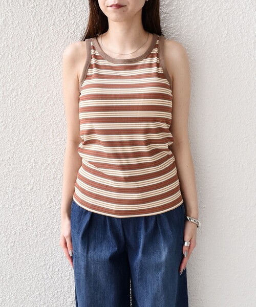 SHIPS Colors(シップス カラーズ)の「SHIPS Colors:〈手洗い可能〉ボーダー カップ タンクトップ◇(タンクトップ・レディース・オレンジ/ブラウン/ブラック・ONE SIZE)」の12枚目の写真